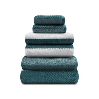 TJ Hughes Royal Stripe Towels - Teal - Sheet - TJ Hughes