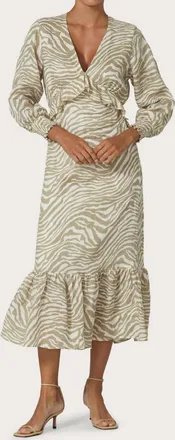 Lusana Rose Linen Dress In Macan