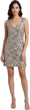 Brunello Cucinelli Beige Chevron V Neck Mini Dress