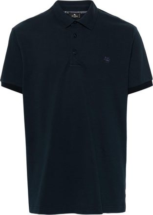 Etro embroidered-logo polo shirt - men - Cotton - S - Blue