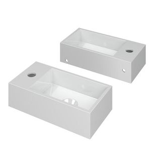 Bernacchini Versus Fontein - 36x18x9cm - wasbak rechts - 1 kraangat - polystone wit glans