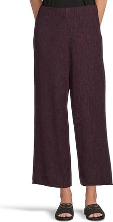 Eileen Fisher Woven Plisse Ankle Wide Pants Womens Clothing Blackberry : SM 27, Down/Polyester/Spandex