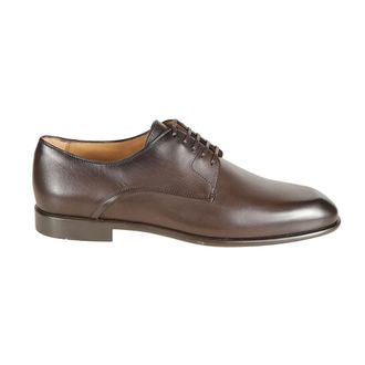 Ferragamo Business Shoes, male, Brown, Size: 7 1/2 US Leather Lace-Up Derby Shoes