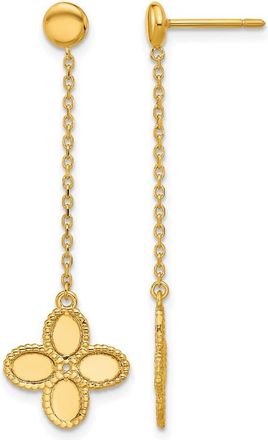 Diamond2Deal 14K Yellow Gold Flower Drop Dangle Earrings