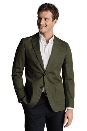 CHARLES TYRWHITT Cotton Stretch Slim Fit Jacket in Olive Green at Nordstrom, Size 44