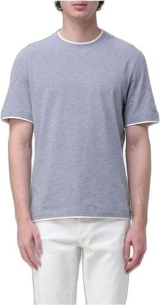 Brunello Cucinelli Katoenen T-shirt met nep-laagjes - Heren - Tops - Grijs - Maat: 2XL Katoen