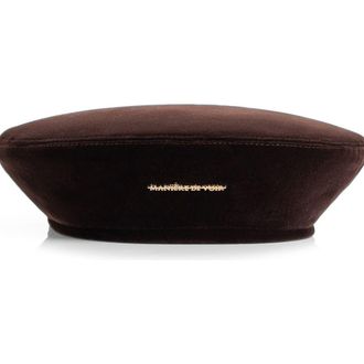 Mani&egrave;re De Voir Anya Velvet Beret in Brown at Nordstrom