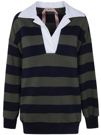 N&deg;21 Sweatshirt Striped Polo Neck