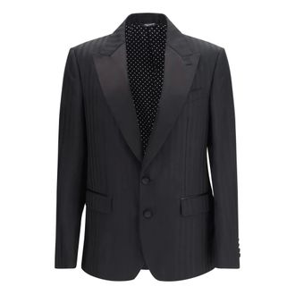 Dolce & Gabbana Blazer de Solapa Puntiaguda a Rayas - Jackets - Hombre - Negro - S