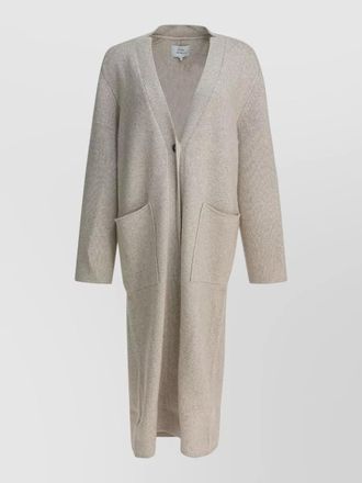 Loulou Studio longline knit coat front pockets raglan sleeves