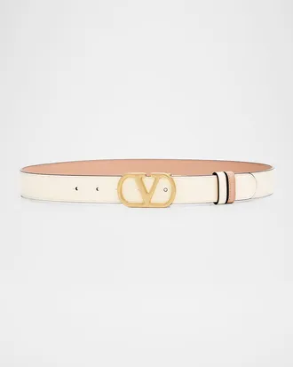 Valentino Garavani VLogo Signature Reversible Shiny Calfskin Belt 30MM