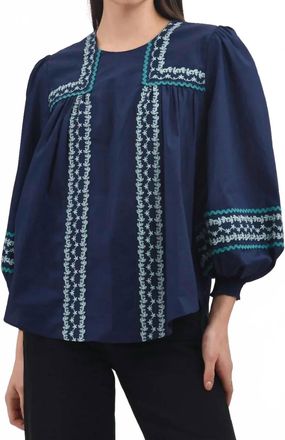 Celina Moon Shea Blouse In Blue Azure
