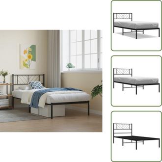vidaXL The Living Store Giroletto con Testiera in Metallo Nero 90x200 cm - Letto in metallo