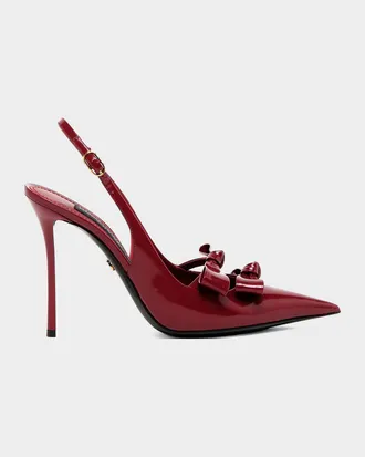 Dolce & Gabbana Patent Leather Bow Slingback Pumps