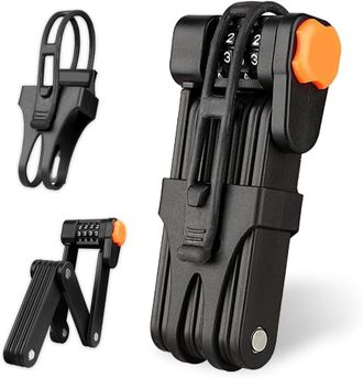 OEM Candado Plegable Para Bicicleta, Candado Port&aacute;til De Acero Endurecido Con Soporte, Alta Seguridad, Inoxidable Y Antirrobo, Candado De Combinaci&oacute;n De 8