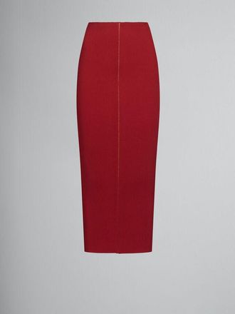 Marni Womens Red Ribbed Pencil Skirt, Size 14