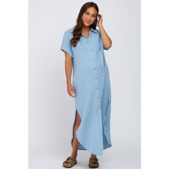 Pinkblush Button Down Midi Dress in Light Blue at Nordstrom, Size Small