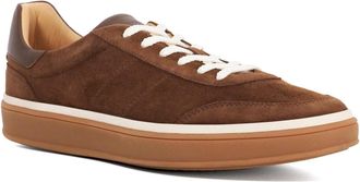 Dune London Mens Tony Wf - Wide Fit Suede Lace-Up Trainers - Brown - Size UK 11
