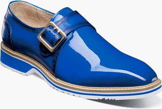 Stacy Adams Mens Bartram Plain Toe Monk Strap Shoes In Blue