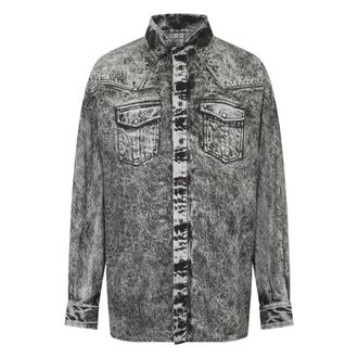 Diesel Denim Shirts, male, Gray, Size: S S-Gils-Dnm Shirt