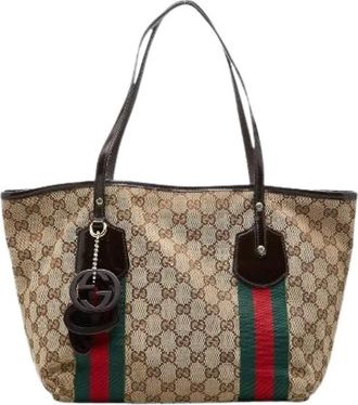 Gucci Pre-owned Tote Bags, female, Beige, Size: ONE SIZE Pre-owned GG Canvas Tote Bag