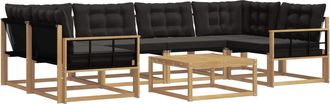 vidaXL Conjunto De Sof&aacute;s De Exterior 7 Uds. Blanco Y Negro Vidaxl