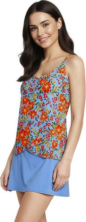 Lands End D-Cup Tulip Hem Tankini Top in Blue Springside Floral at Nordstrom, Size Small