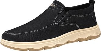 Generic Mens Casual Fashion Solid Color Spring and Autumn Sports Breathable Soft Shoes Mens Cowboy Boats (Black, 5.5)