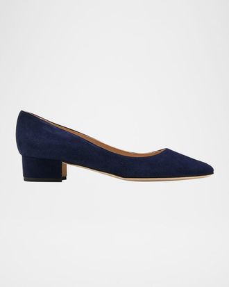Manolo Blahnik Lista Suede Block-Heel Pumps