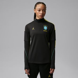 Nike Jordan Womens Brazil Strike Jordan Dri-FIT Soccer Knit Drill Top in Black | IQ3299-010