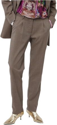 Silvian Heach Geruite Broek - Dames - Nette broeken - Bruin - M - Polyester - Broeken