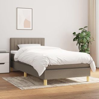 vidaXL Cama Box Spring Con Colch&oacute;n Tela Gris Taupe 100x200 Cm Vidaxl