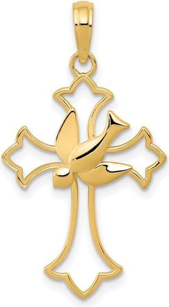 Diamond2Deal 10k Yellow Gold Polished Cross Dove Pendant