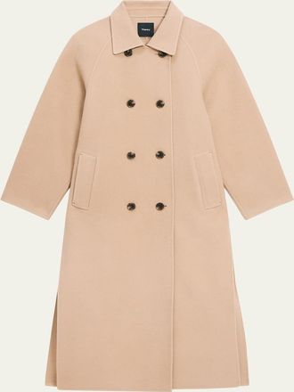 Theory Double-Breasted Wool Trench Coat