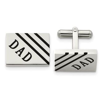 Diamond2Deal Stainless Steel Polished Enameled Dad Rectangle Cufflinks