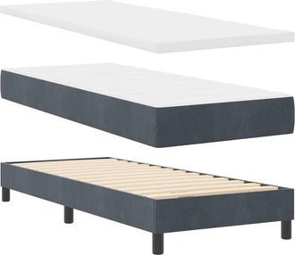 vidaXL Cama Con Somier Y Colch&oacute;n Negra 100x200 Cm Terciopelo Vidaxl