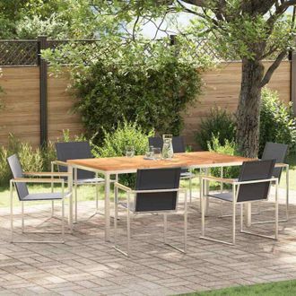 vidaXL Conjunto De Comedor De Jard&iacute;n 7 Pcs Madera S&oacute;lida De Teca Vidaxl