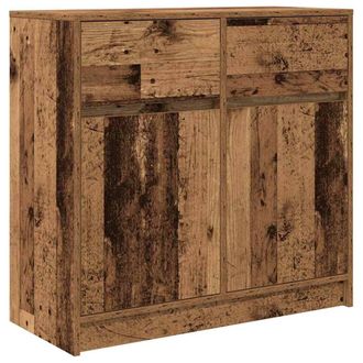 Berkfield Home Sideboard with Drawer Old Wood 80x34x76 cm Engineered Wood in Brown | Size: 80 x 34 x 76 cm
