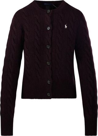 Ralph Lauren Cable-knit Embroidered-logo Cardigan