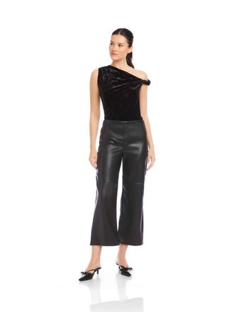 Fifteen Twenty Faux Leather Cropped Pants In Black