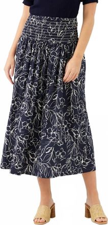 Karen Kane Smocked Waist Midi Skirt In Print
