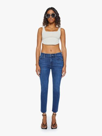 Mother Mid Rise Dazzler Ankle Fray Straight Leg Jeans In Fancy