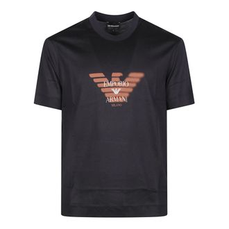 Emporio Armani Heren, Tops, Blauw, Maat: M Katoen