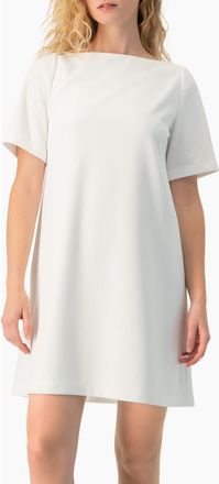 Ivonne Clean Boat-Neck Short-Sleeve Shift Mini Dress in White at Nordstrom, Size Medium