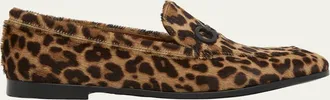 Ferragamo Soldy Leopard Calf Hair Loafers