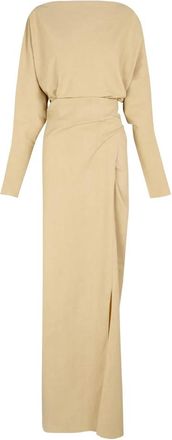 Cortana Mite- lang beige jurk - Dames - Maxi kleedjes - Beige - S - Linnen - Kleedjes