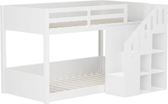 Habitat et Jardin Letto A Castello In Legno Con Scaletta E Contenitori l&eacute;ana - 90 X 190 Cm - Bianco