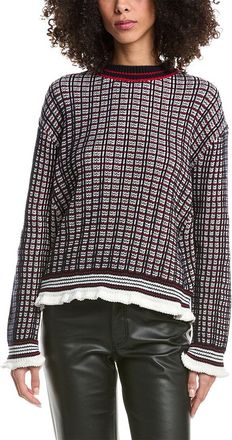 3.1 Phillip Lim Plaid Jacquard Open Back Wool-Blend Pullover
