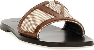Valentino Garavani Womens Brown Cotton Slides Shoe