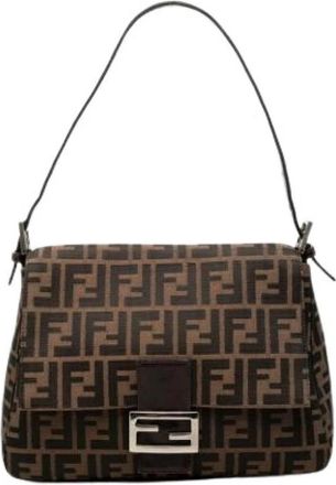 Fendi Pre-owned Vintage Canvas Shoulder Bag - Dames - Vintage Schoudertas - Bruin - ONE Size - Leer - Vintage